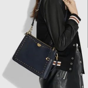 Lovely Coach Navy Blue Rivet Cross-body!